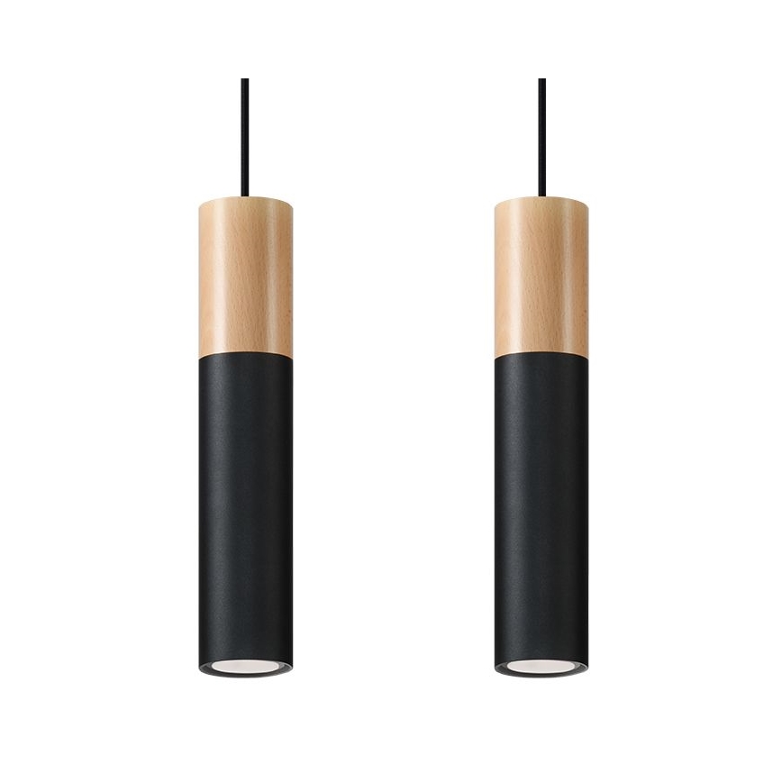 Chandelier on a string PABLO 2xGU10/40W/230V black/beech