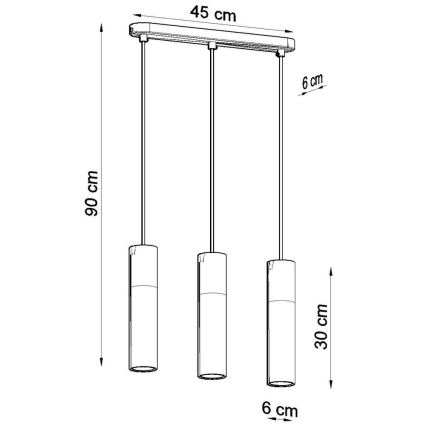 Chandelier on a string PABLO 3xGU10/40W/230V black/beech
