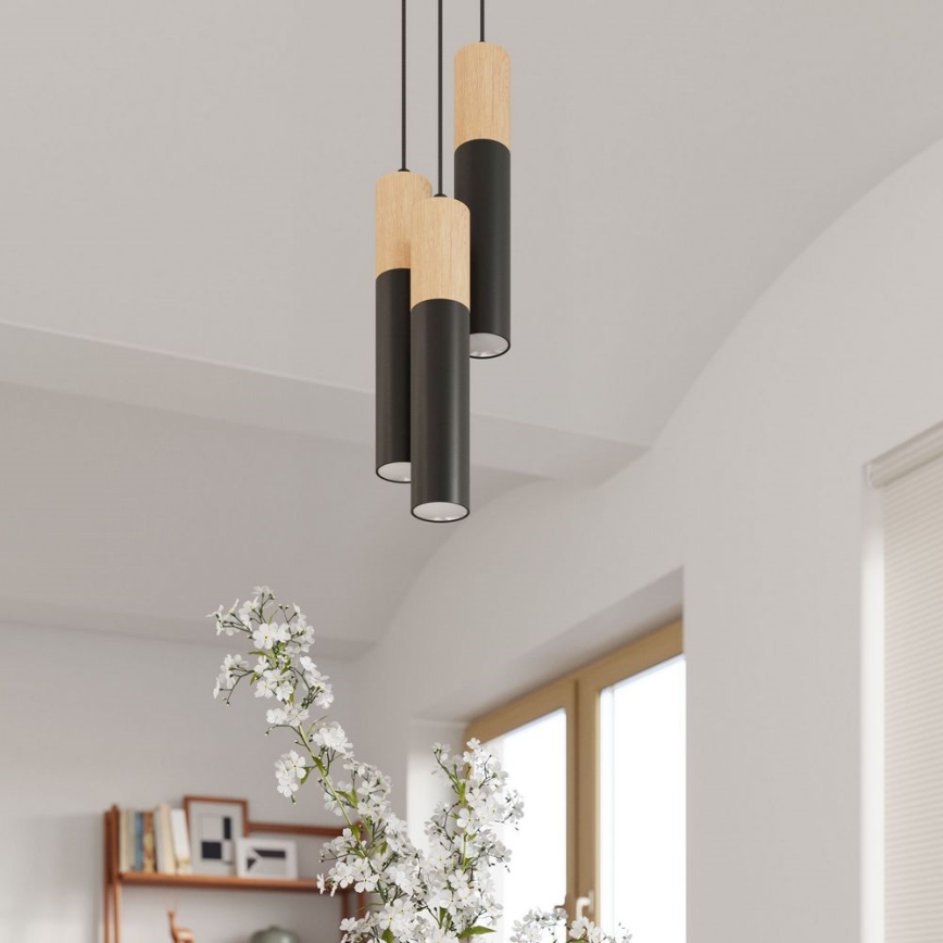 Ceiling light PABLO 1xGU10/40W/230V black/beech