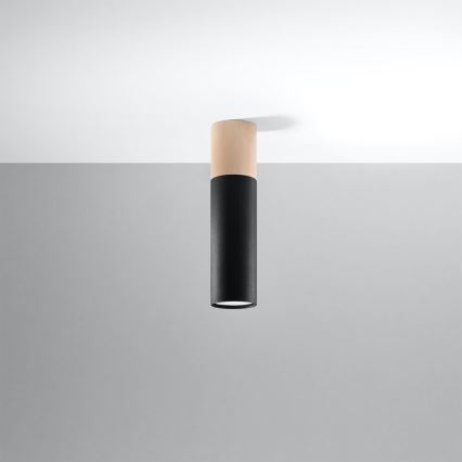 Ceiling light PABLO 1xGU10/40W/230V black/beech