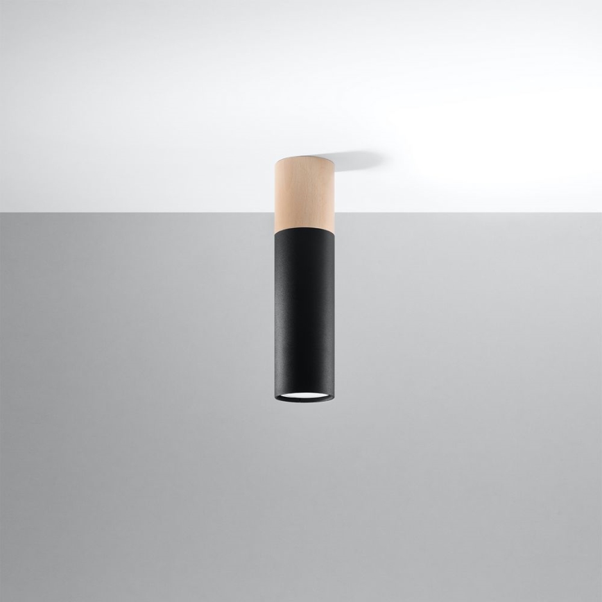 Ceiling light PABLO 1xGU10/40W/230V black/beech