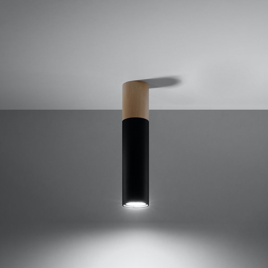 Ceiling light PABLO 1xGU10/40W/230V black/beech