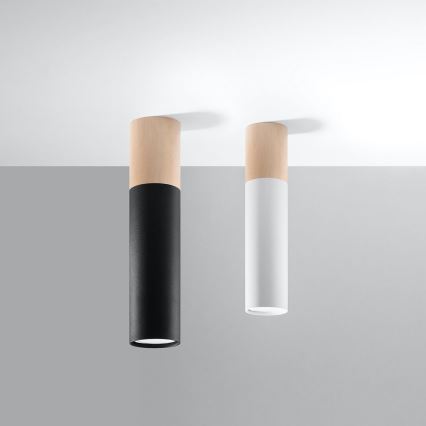 Ceiling light PABLO 1xGU10/40W/230V black/beech