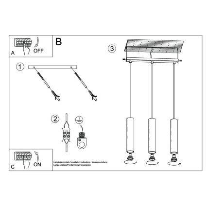 Chandelier on a string LINO 3xGU10/40W/230V beech