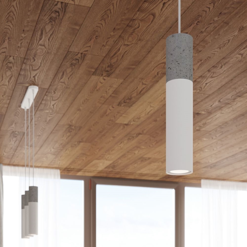 Chandelier on a string BORGIO 1xGU10/40W/230V concrete/metal white