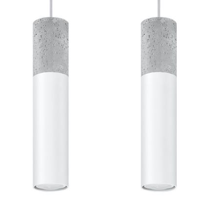 Chandelier on a string BORGIO 2xGU10/40W/230V concrete/metal white