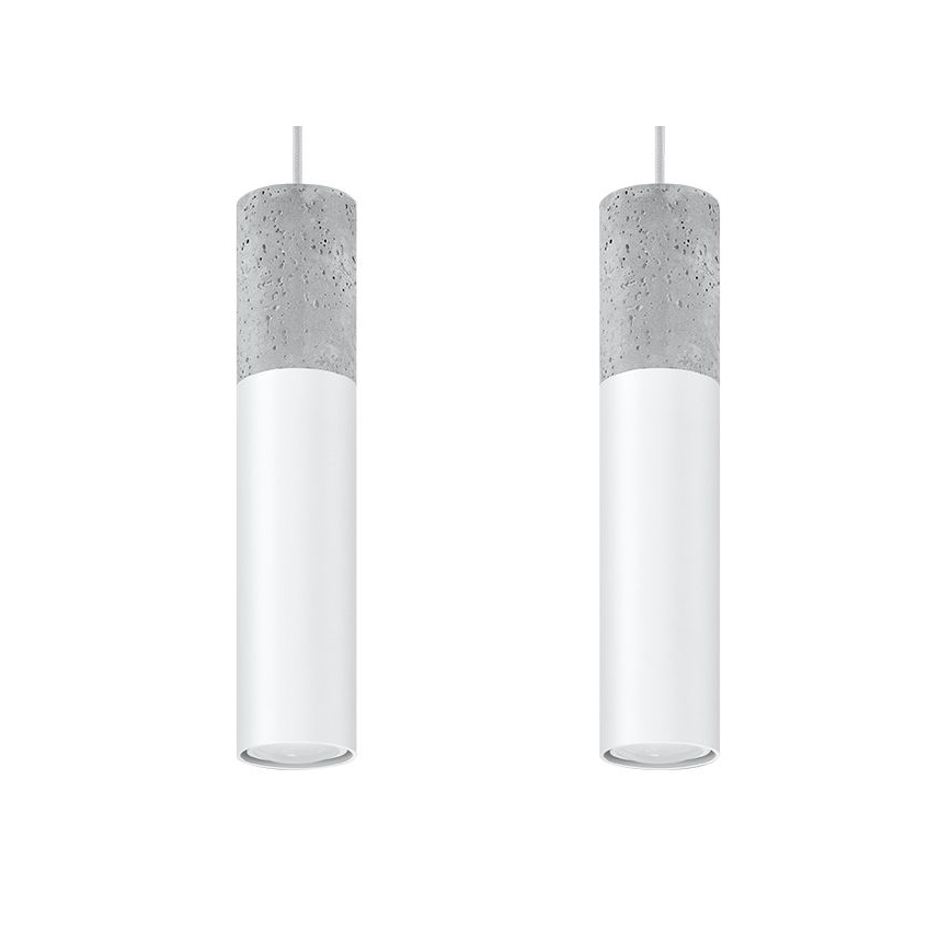 Chandelier on a string BORGIO 2xGU10/40W/230V concrete/metal white