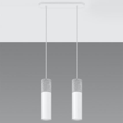 Chandelier on a string BORGIO 2xGU10/40W/230V concrete/metal white
