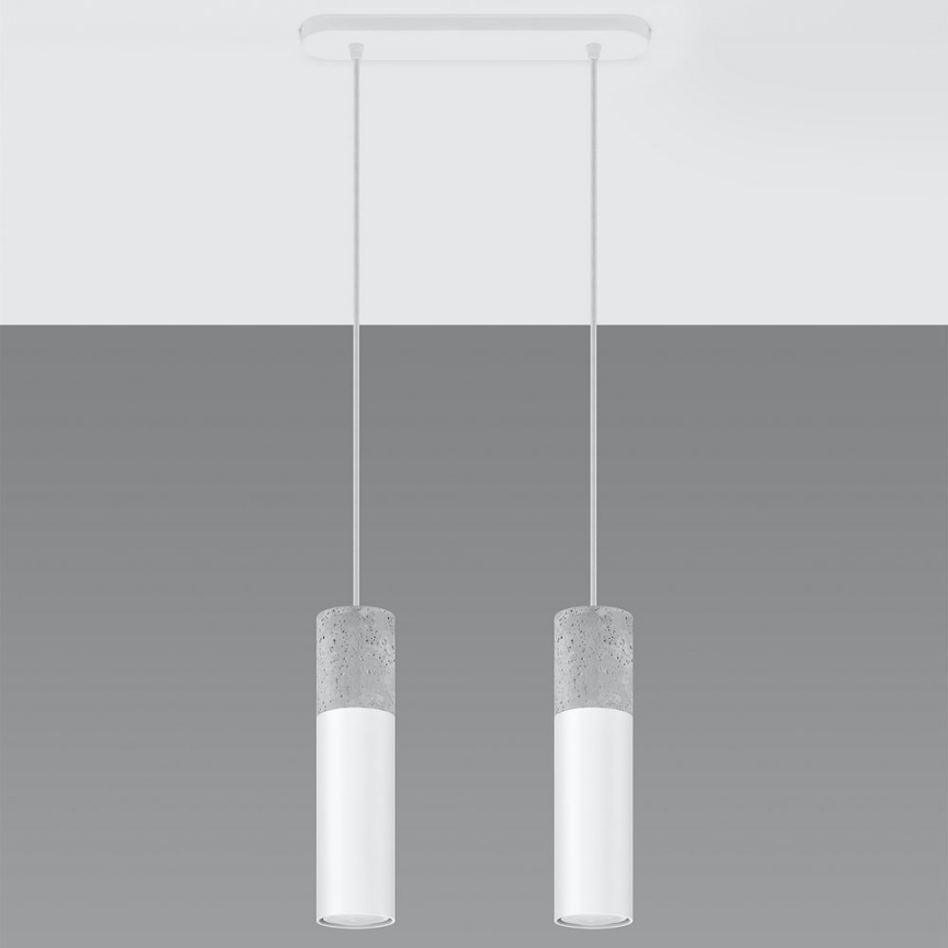 Chandelier on a string BORGIO 2xGU10/40W/230V concrete/metal white