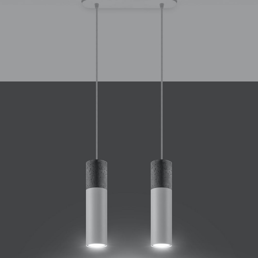 Chandelier on a string BORGIO 2xGU10/40W/230V concrete/metal white