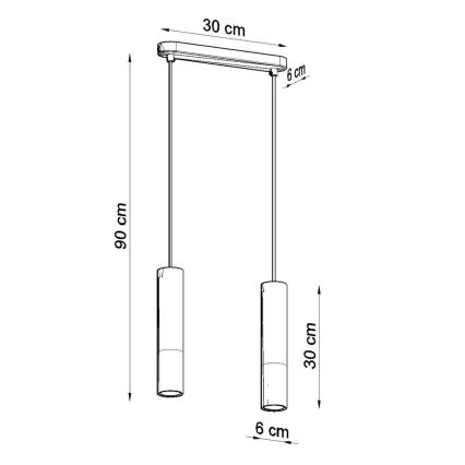 Chandelier on a string BORGIO 2xGU10/40W/230V concrete/metal white