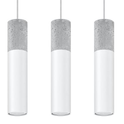 Chandelier on a string BORGIO 3xGU10/40W/230V concrete/metal white
