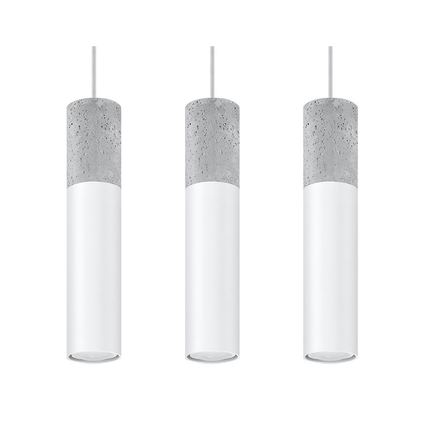 Chandelier on a string BORGIO 3xGU10/40W/230V concrete/metal white