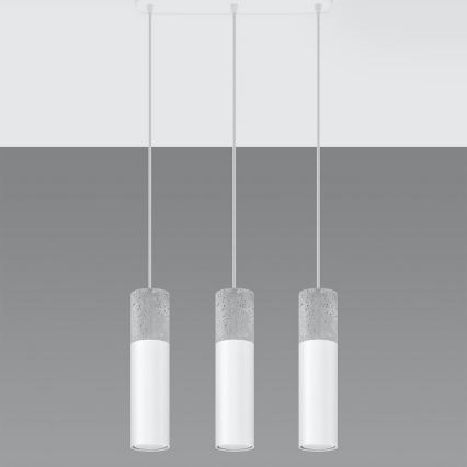 Chandelier on a string BORGIO 3xGU10/40W/230V concrete/metal white
