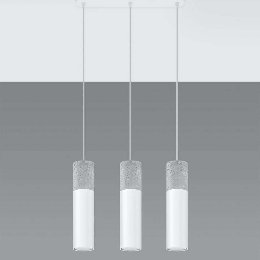 Chandelier on a string BORGIO 3xGU10/40W/230V concrete/metal white