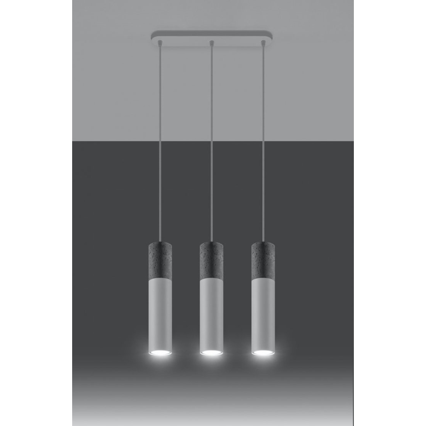 Chandelier on a string BORGIO 3xGU10/40W/230V concrete/metal white