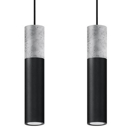 Chandelier on a string BORGIO 2xGU10/40W/230V concrete/metal black