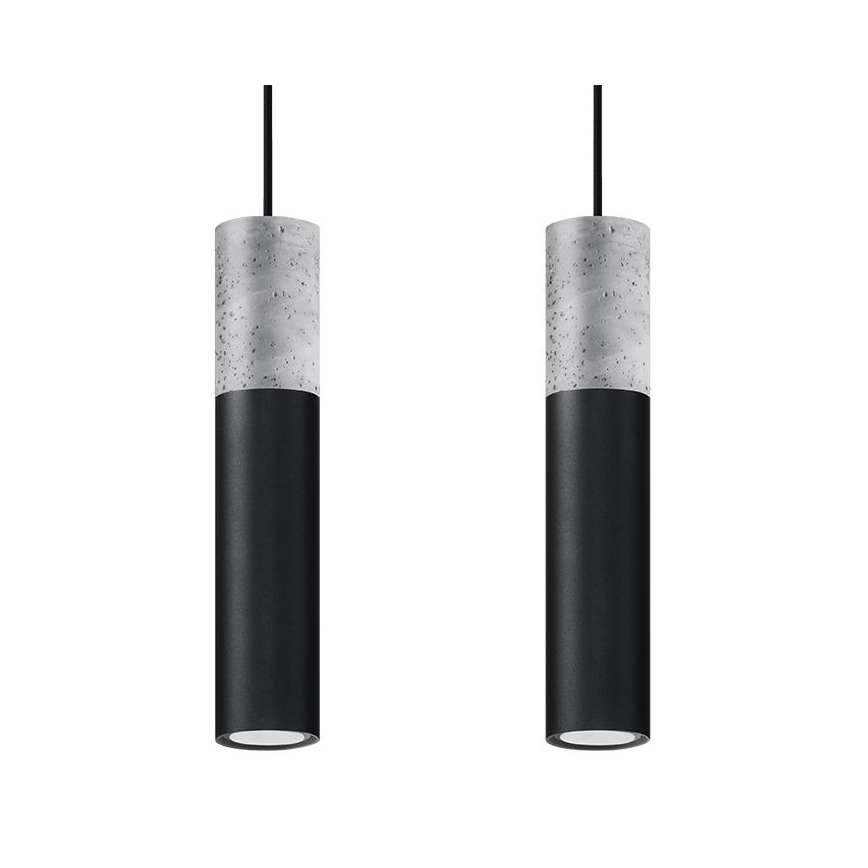 Chandelier on a string BORGIO 2xGU10/40W/230V concrete/metal black