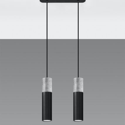 Chandelier on a string BORGIO 2xGU10/40W/230V concrete/metal black