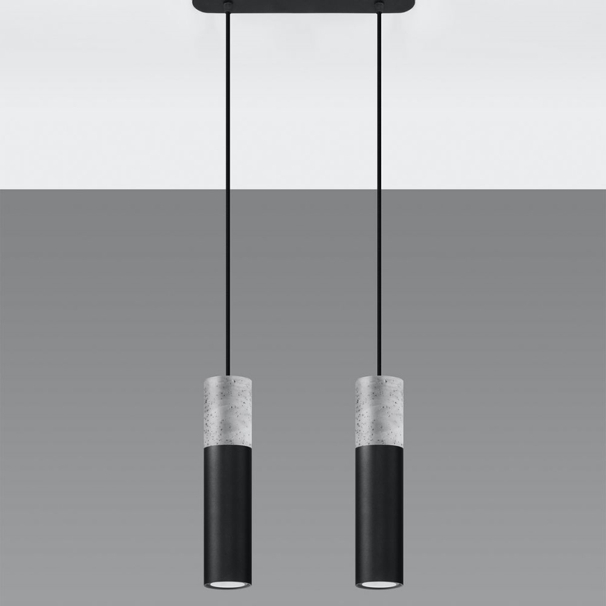 Chandelier on a string BORGIO 2xGU10/40W/230V concrete/metal black