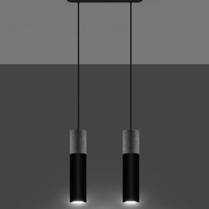 Chandelier on a string BORGIO 2xGU10/40W/230V concrete/metal black
