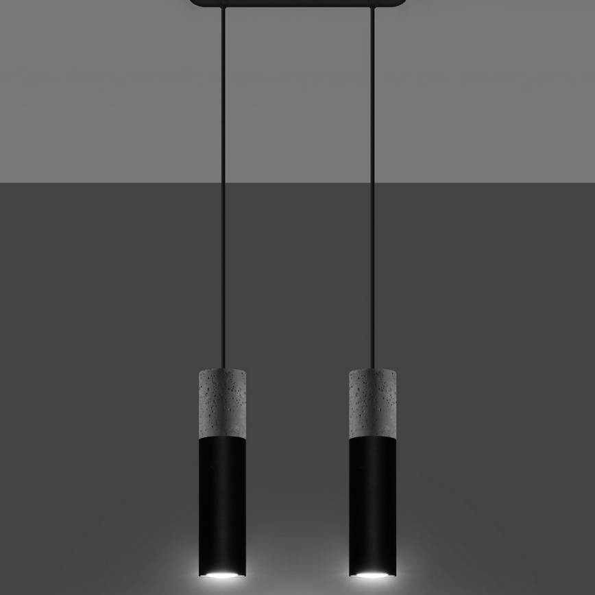 Chandelier on a string BORGIO 2xGU10/40W/230V concrete/metal black