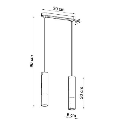 Chandelier on a string BORGIO 2xGU10/40W/230V concrete/metal black