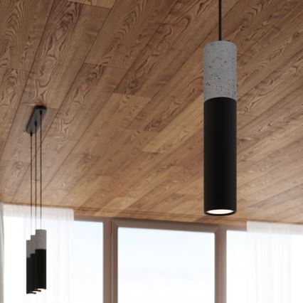 Chandelier on a string BORGIO 3xGU10/40W/230V concrete/metal black
