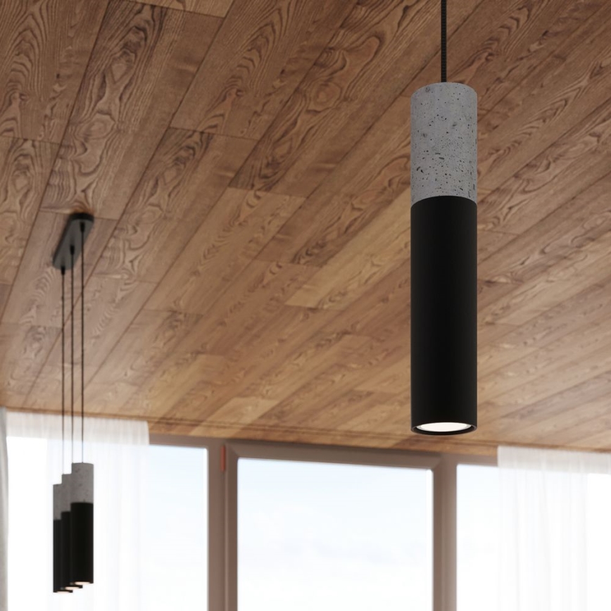 Chandelier on a string BORGIO 3xGU10/40W/230V concrete/metal black