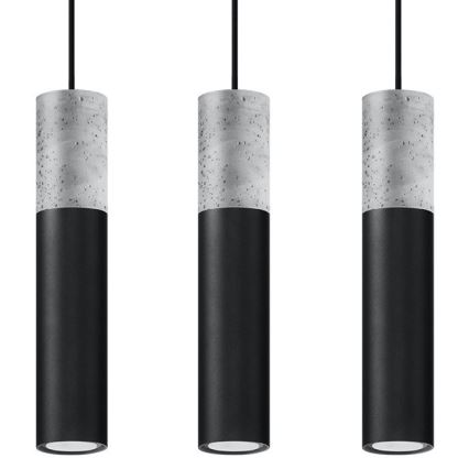 Chandelier on a string BORGIO 3xGU10/40W/230V concrete/metal black