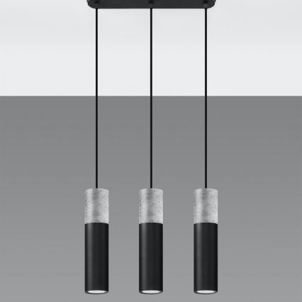 Chandelier on a string BORGIO 3xGU10/40W/230V concrete/metal black