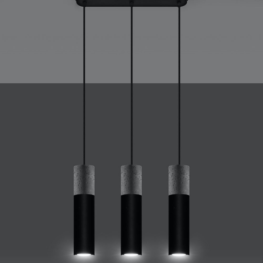 Chandelier on a string BORGIO 3xGU10/40W/230V concrete/metal black