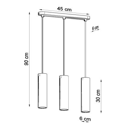 Chandelier on a string LUVO 3xGU10/40W/230V concrete/black