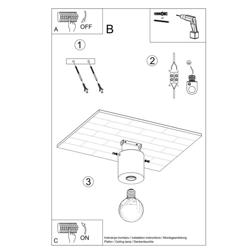 Ceiling light SALGADO 1xE27/15W/230V beech