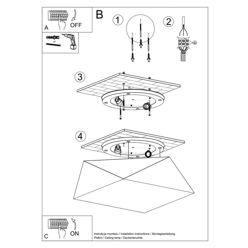 Ceiling light HEXA 2xE27/60W/230V black