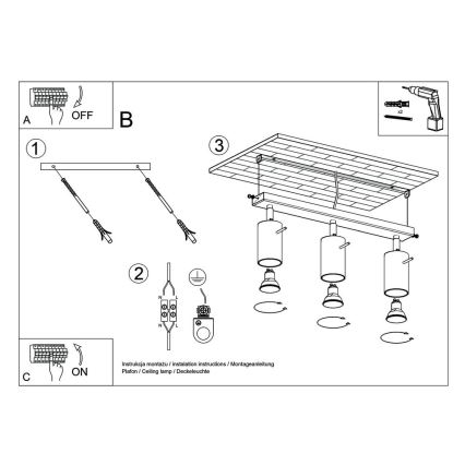 Spotlight BERGE 3xGU10/40W/230V beech