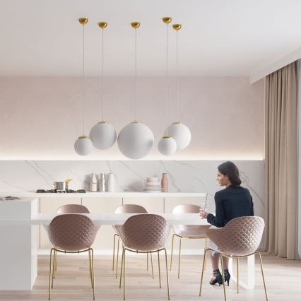 TOYA cable pendant 1xE27/60W/230V Ø 30 cm white/gold