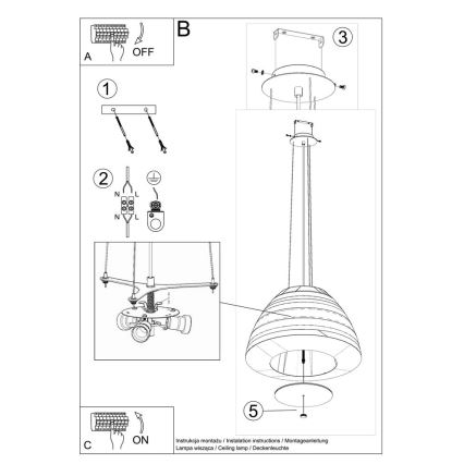 Chandelier on a string BELLA 3xE27/60W/230V d. 60 cm white