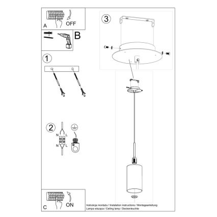 Chandelier on a string OTTO 1xE27/60W/230V d. 15 cm black