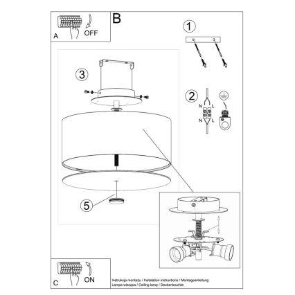 Ceiling light SKALA 3xE27/60W/230V d. 30 cm white