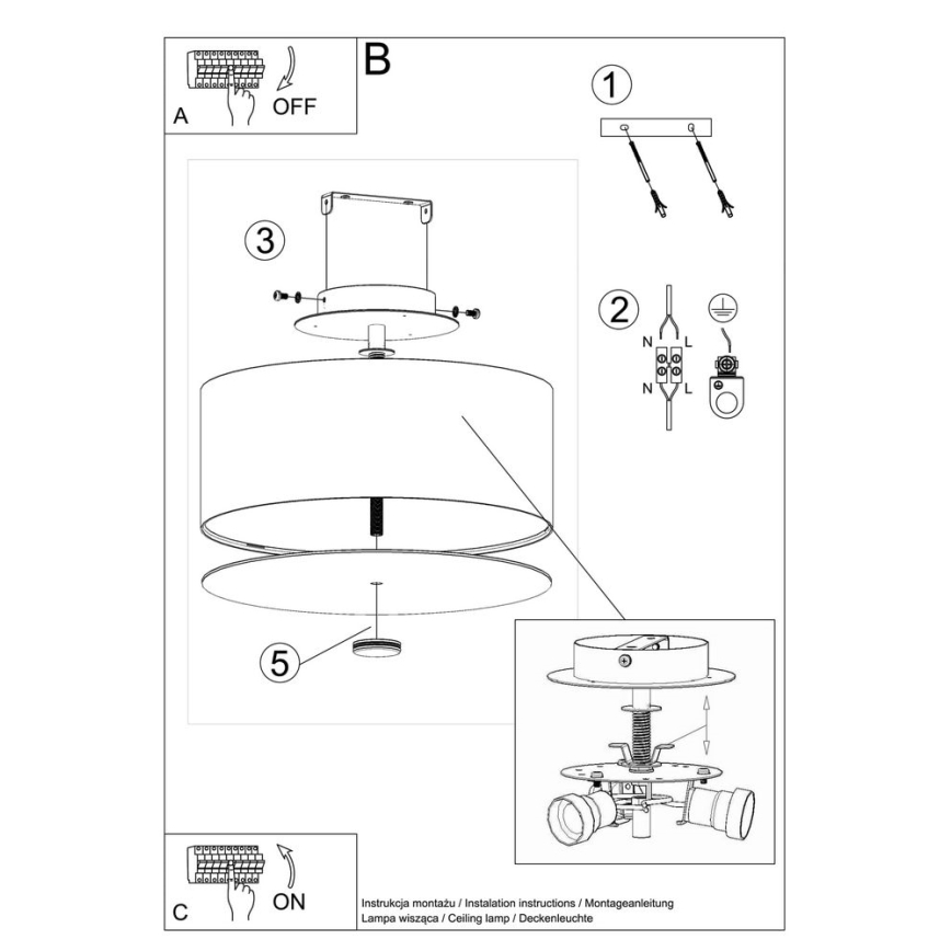 Ceiling light SKALA 3xE27/60W/230V d. 30 cm white
