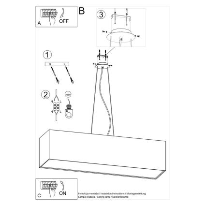 Chandelier on a string SANTA 5xE27/60W/230V 120 cm white