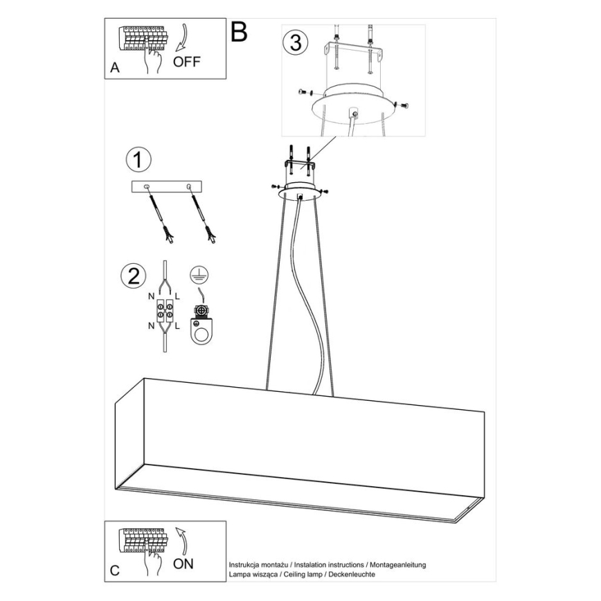 Chandelier on a string SANTA 5xE27/60W/230V 120 cm white
