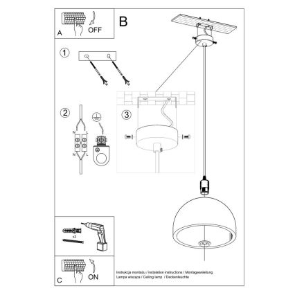 Chandelier on a string PABLITO 1xE27/60W/230V concrete