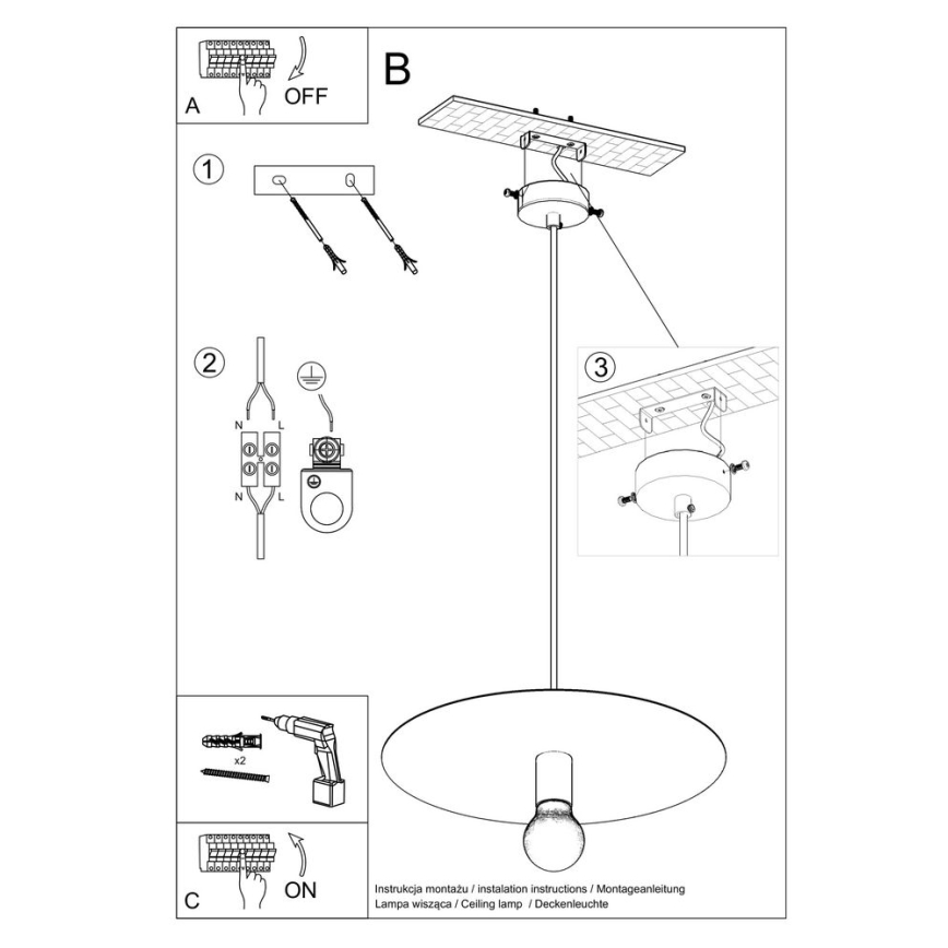 Chandelier on a string FLAVIO 1xE27/60W/230V black