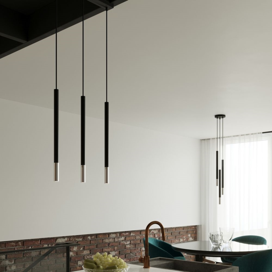 Chandelier on a string MOSAIC 1xG9/12W/230V black/shiny chrome