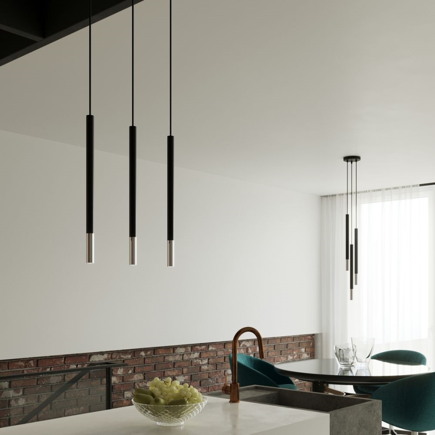 Chandelier on a string MOSAIC 3xG9/12W/230V black/shiny chrome