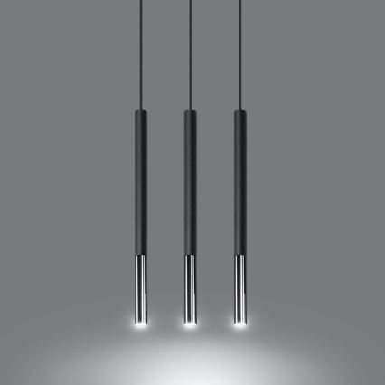 Chandelier on a string MOSAIC 3xG9/12W/230V black/shiny chrome