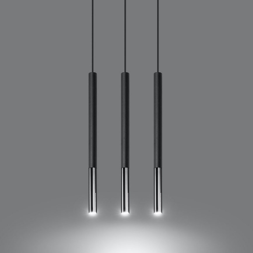 Chandelier on a string MOSAIC 3xG9/12W/230V black/shiny chrome