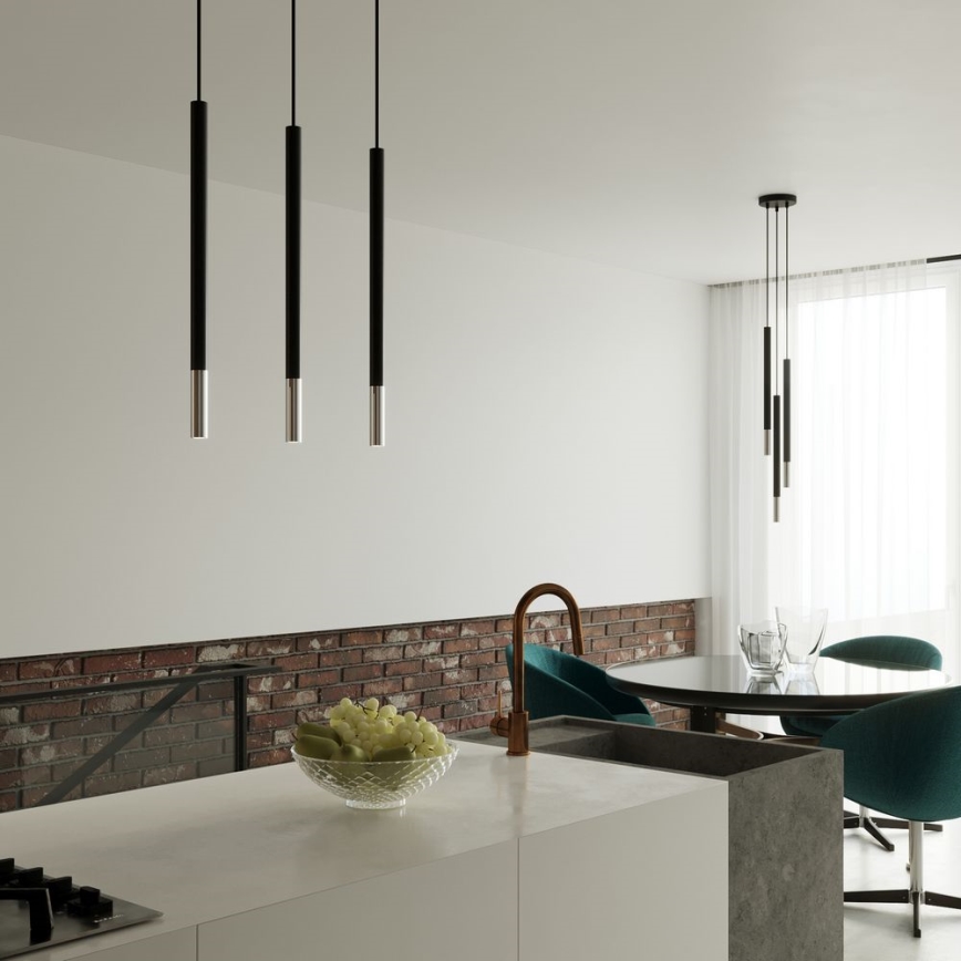 Chandelier on a string MOSAIC 3xG9/12W/230V black/shiny chrome